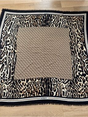 Burberry Monogram Print Wool Silk
Large Square Scarf